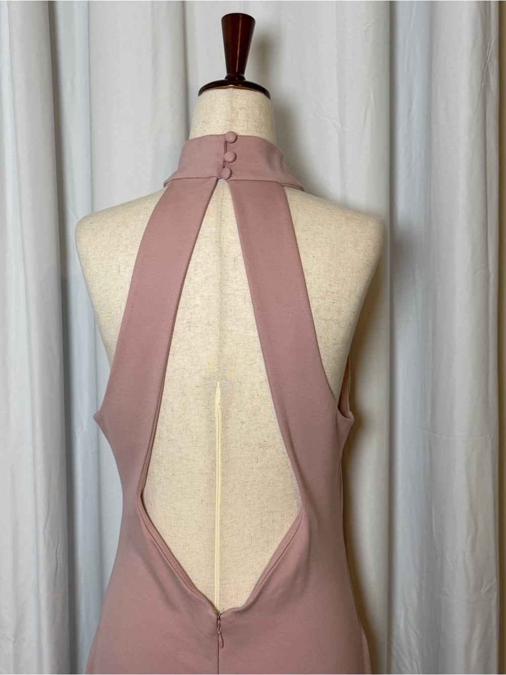 NBD Adelle Midi Dress Blush Large Open Back Halter Cocktail Wedding Guest - Picture 9 of 12